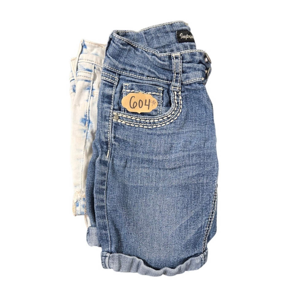 Lot 2 Girls Jean Shorts SZ 8 Old Navy Stone Was Imperial Star Dark Wash